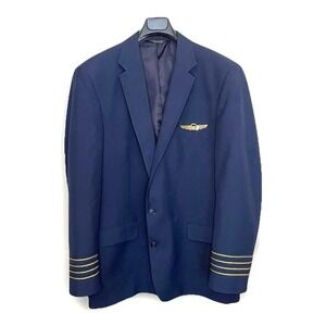 VTG United Airlines Murphy & Hartelius Captain's Jacket Pilot's Wings Pin Navy
